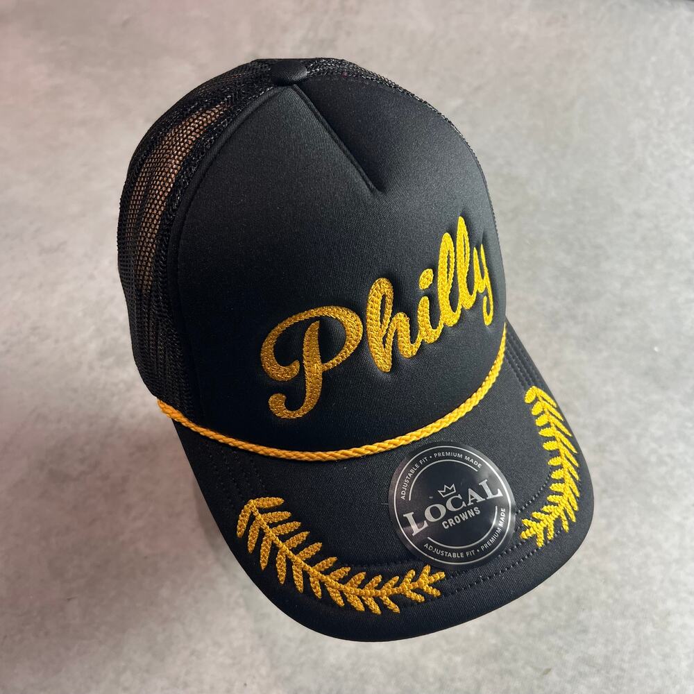 Philadelphia Philly Foam Trucker Adjustable Snapback Hat Black Local Crowns NWT